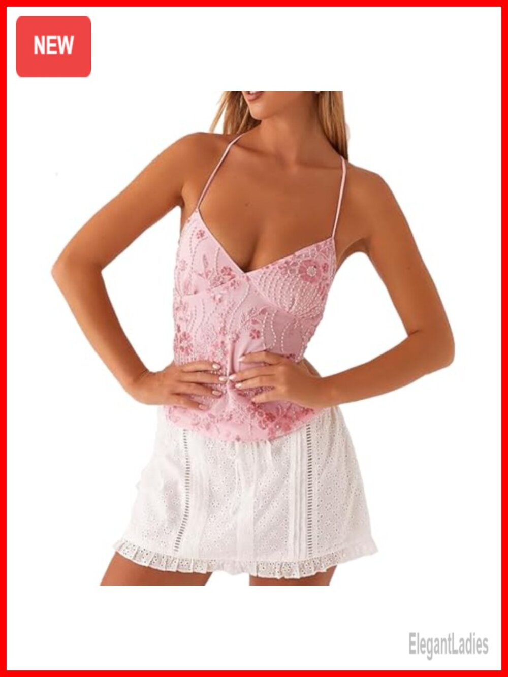 Sequin Halter Top Open Back Embellished Crop Cami Sleeveless Y2K